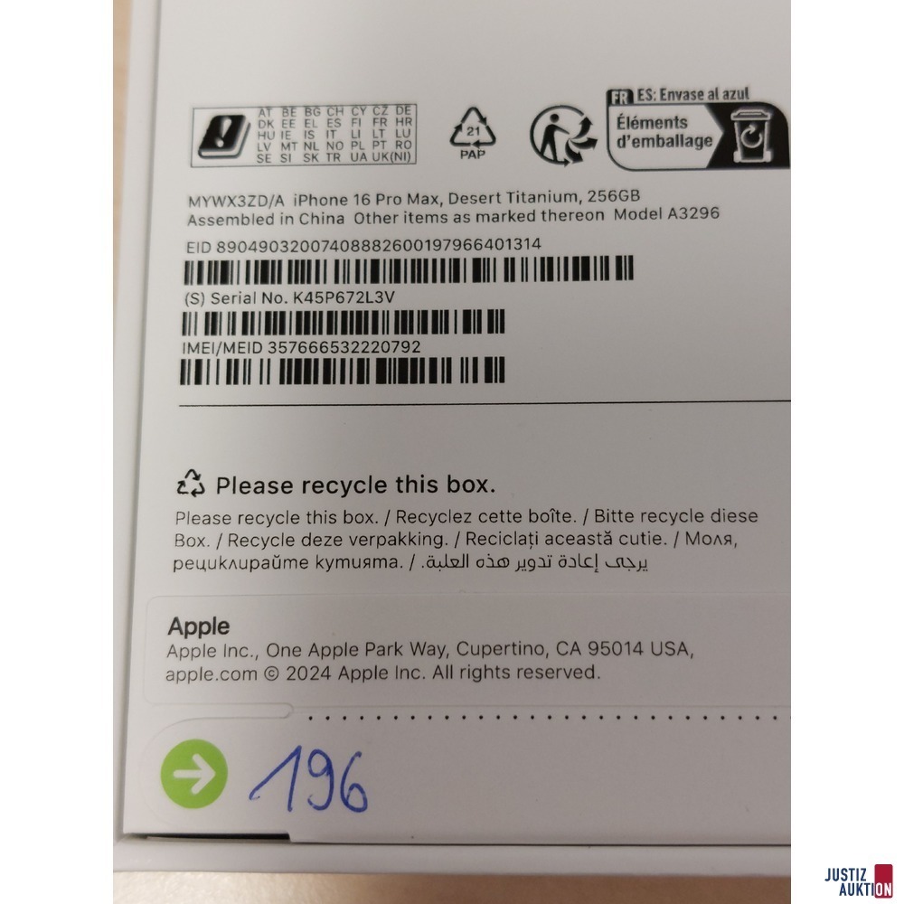 Handy der Marke Apple iPhone 16 Pro Max Desert Titanium&comma; 256GB