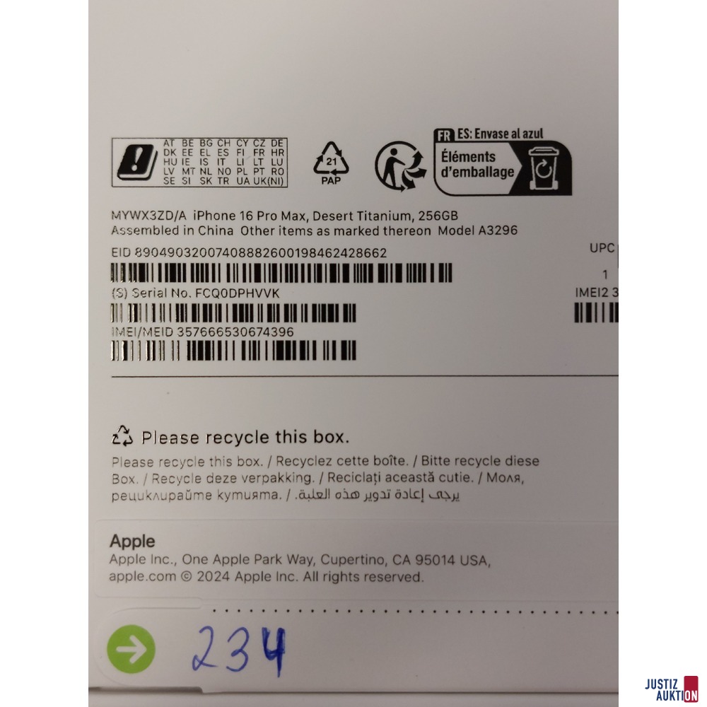 Handy der Marke Apple iPhone 16 Pro Max Desert Titanium&comma; 256GB