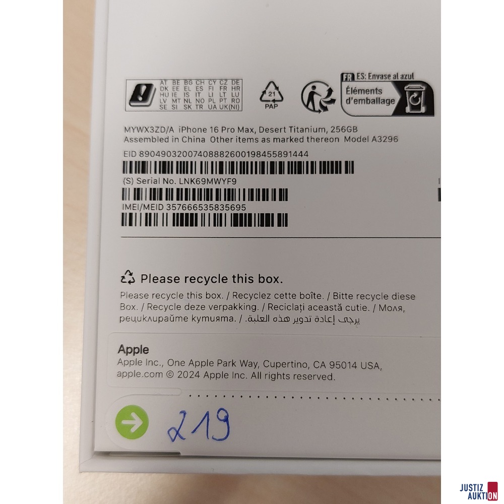 Handy der Marke Apple iPhone 16 Pro Max Desert Titanium&comma; 256GB