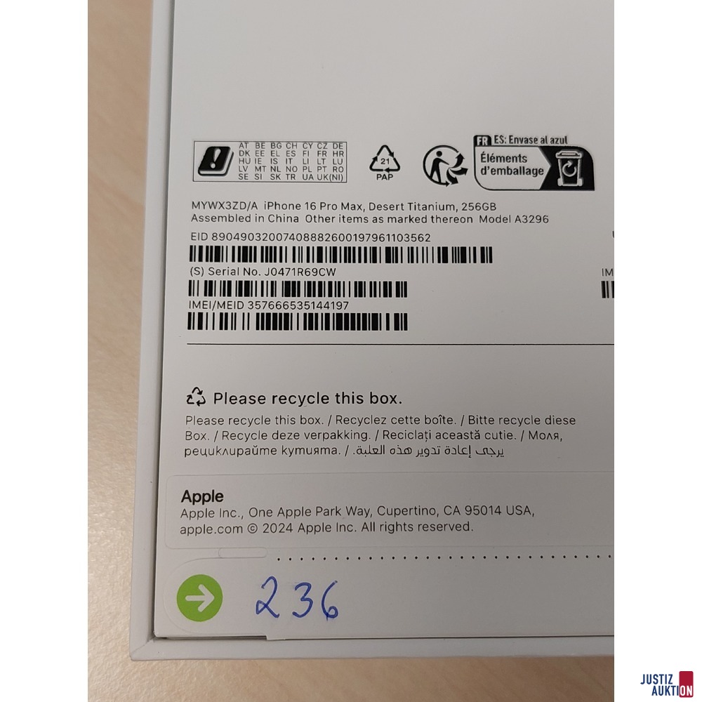 Handy der Marke Apple iPhone 16 Pro Max Desert Titanium&comma; 256GB