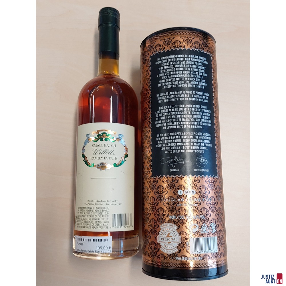 1 Flasche Timorous Beastie Highland Blended Malt u.a.