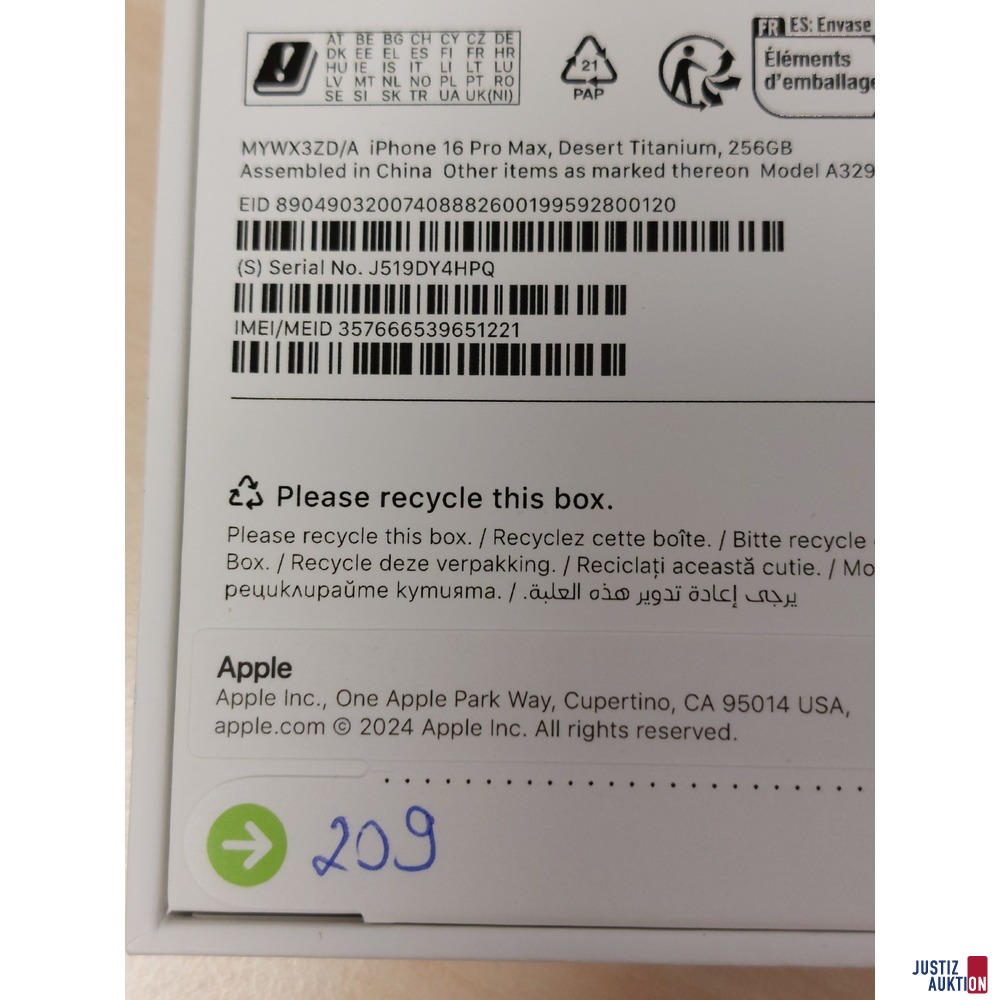 Handy der Marke Apple iPhone 16 Pro Max Desert Titanium&comma; 256GB