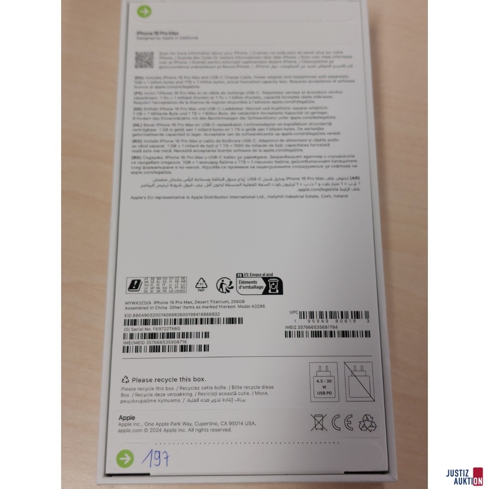 Handy der Marke Apple iPhone 16 Pro Max Desert Titanium&comma; 256GB