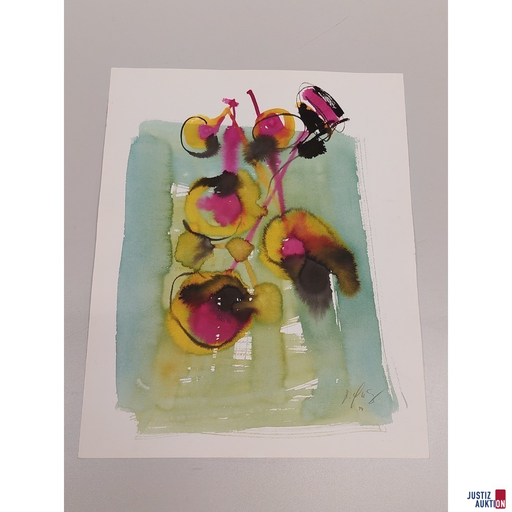 Bild - Wischtechnik Aquarell mit Tusche "Vase" ohne Rahmen