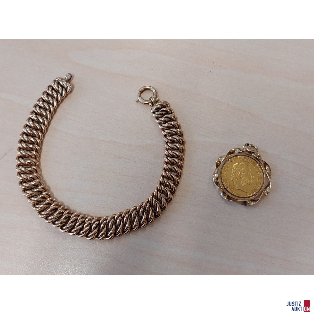 Doppelpanzerhohlarmband 585 ‰ punziert