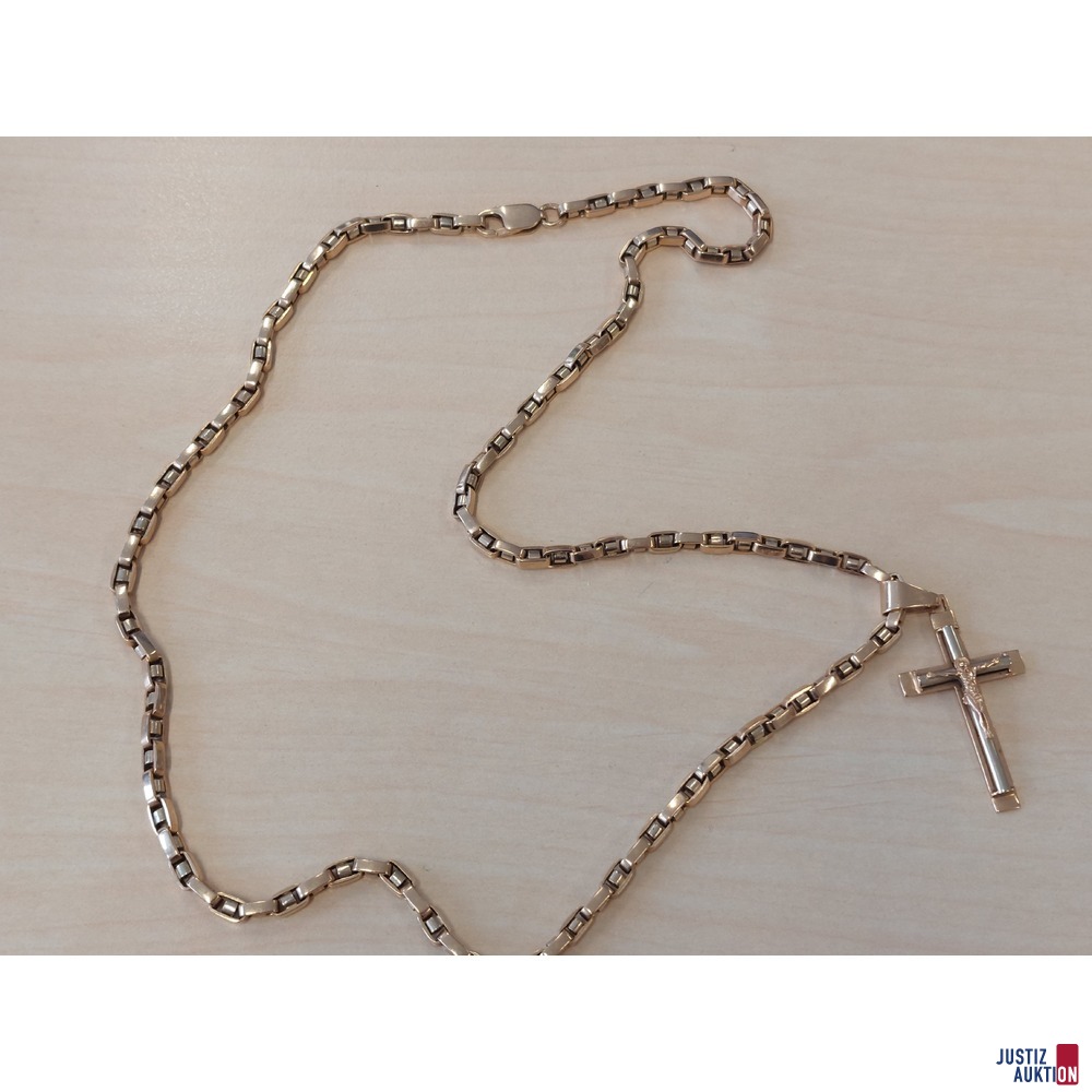 Herrenkette Mittelgold massiv 585 &permil; Amtspunze Serbien L&auml;nge 60 cm&comma; 48&comma;4 g