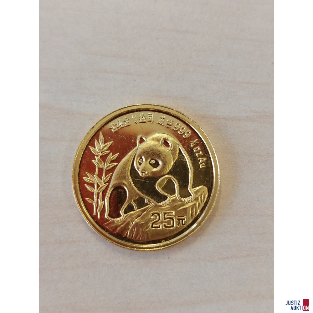 China Panda 1Viertel Unze 1990 Gold - offen