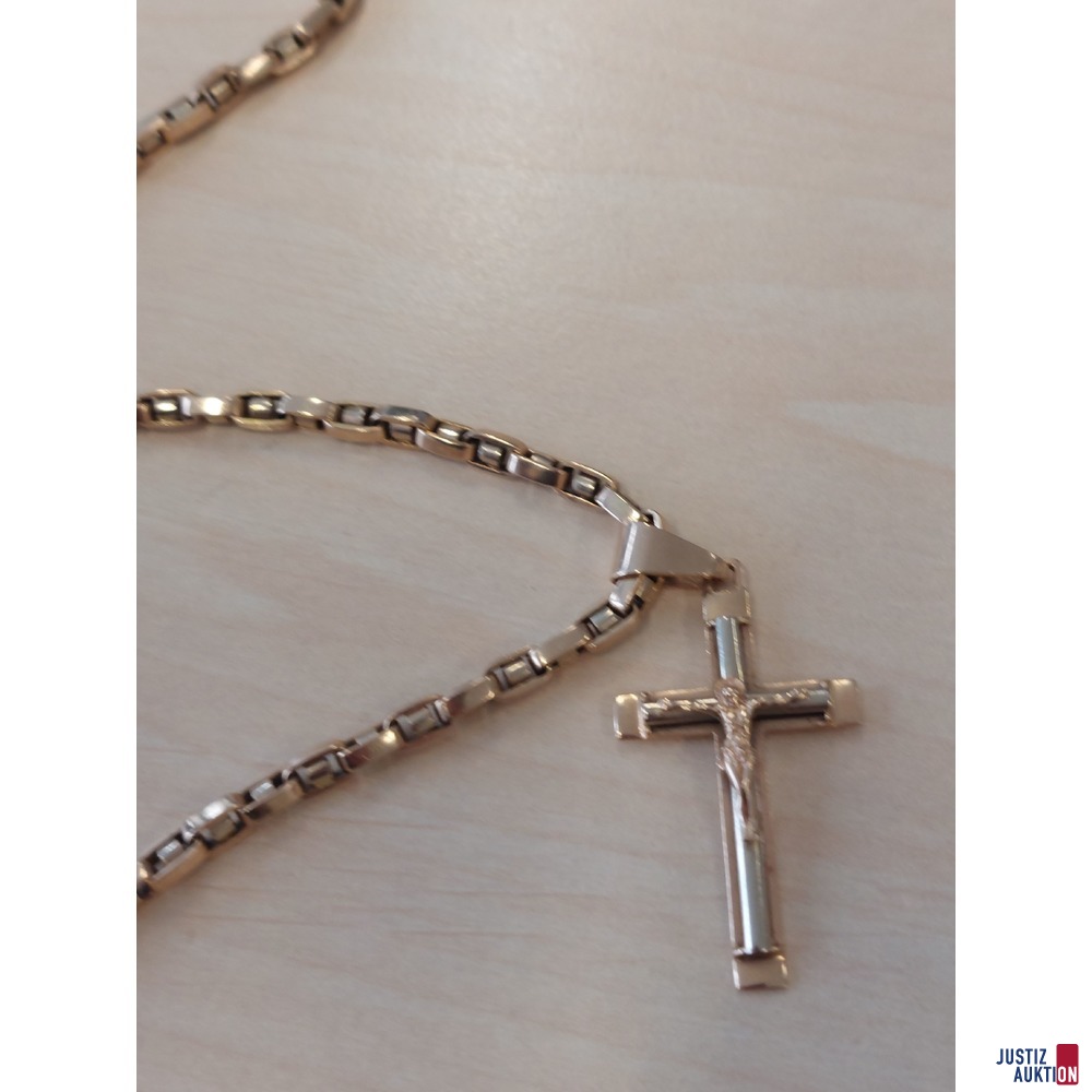 Herrenkette Mittelgold massiv 585 &permil; Amtspunze Serbien L&auml;nge 60 cm&comma; 48&comma;4 g