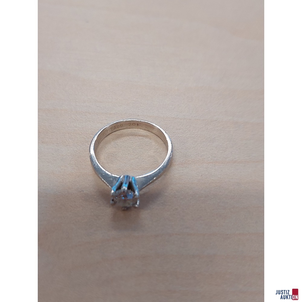 Damenring mit wei&szlig;en Schmuckstein Platin 100 punziert Gr&ouml;&szlig;e 49&comma; 3g