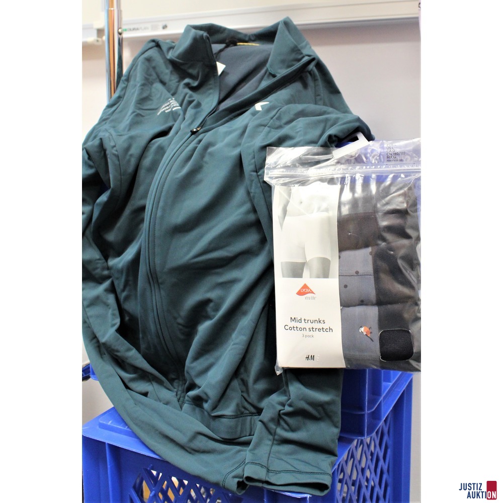 Ansicht der Sport Pulloverjacke Zipper und Herrenunterwäsche