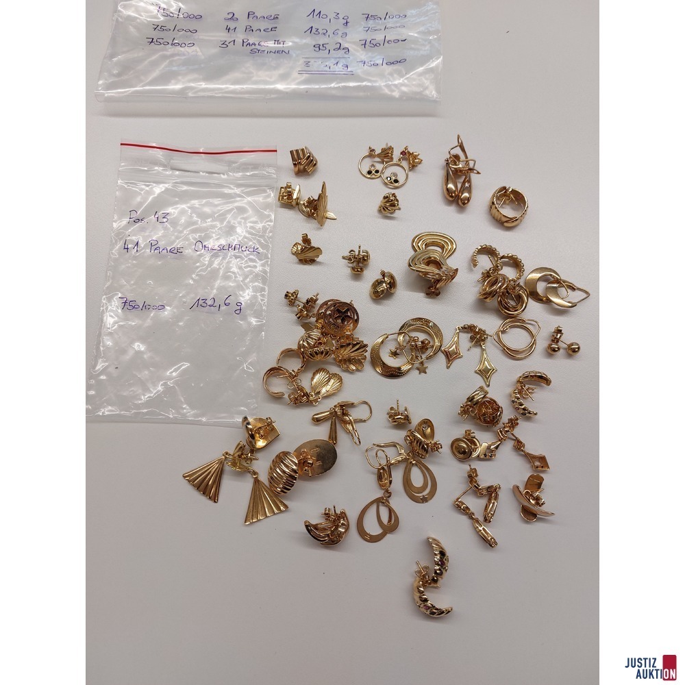 92 Paar Ohrschmuck 350&comma;4g
