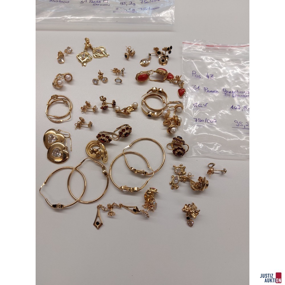 92 Paar Ohrschmuck 350&comma;4g