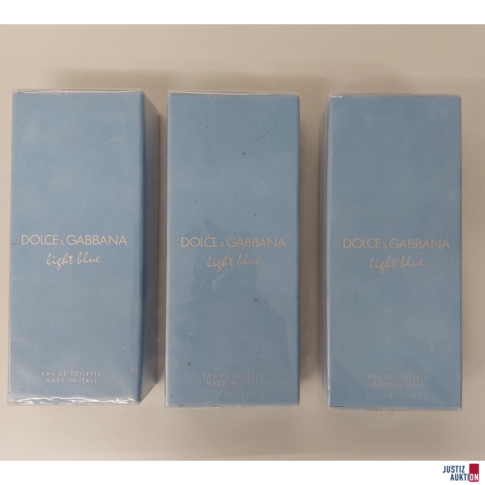 3 x Eau de Toilette ligt blue Dolce &amp; Gabbana a 100 ml originalverpackt