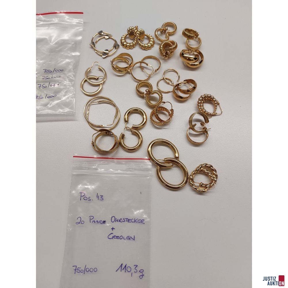 92 Paar Ohrschmuck 350&comma;4g