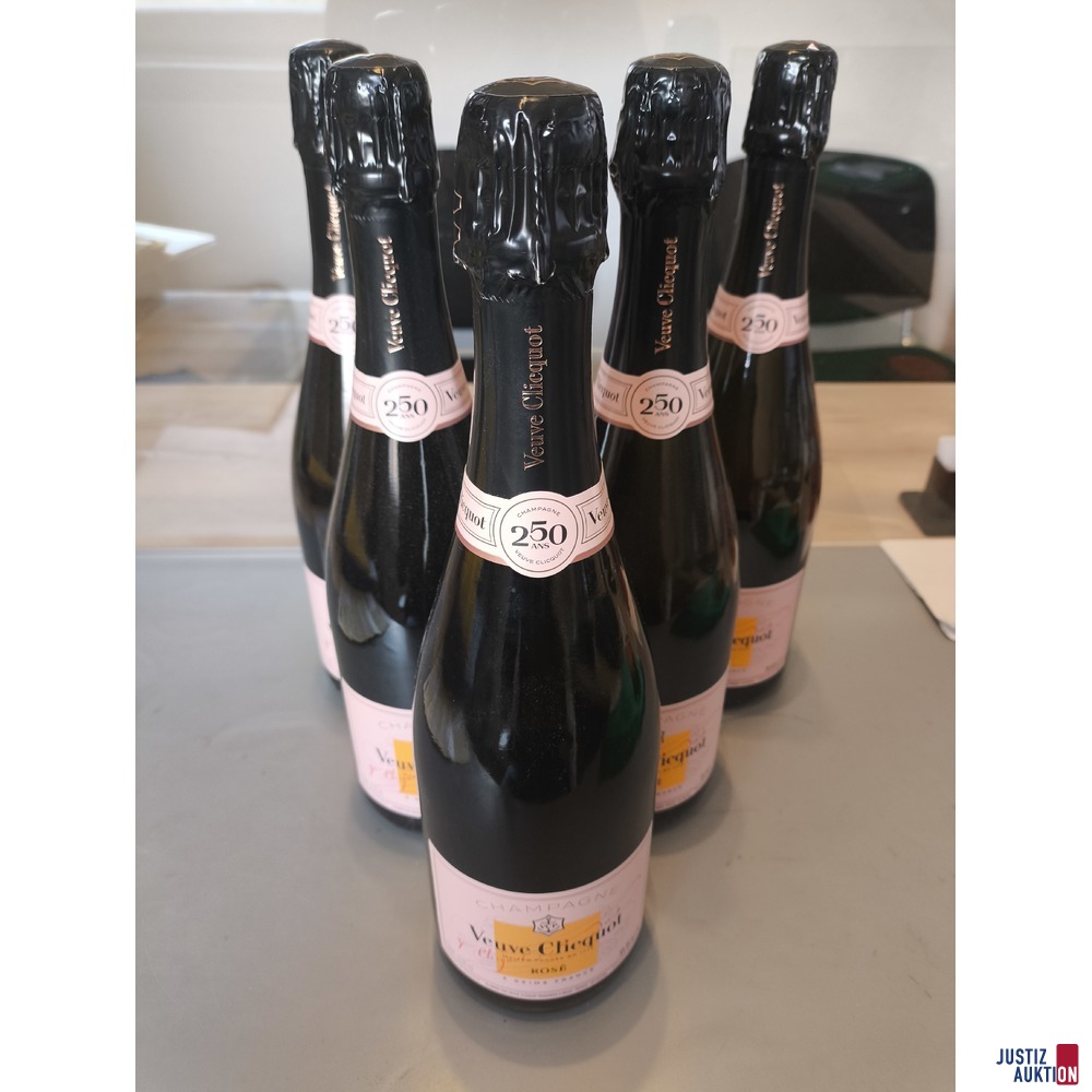 Übersicht 5 Flaschen Champagner Rose