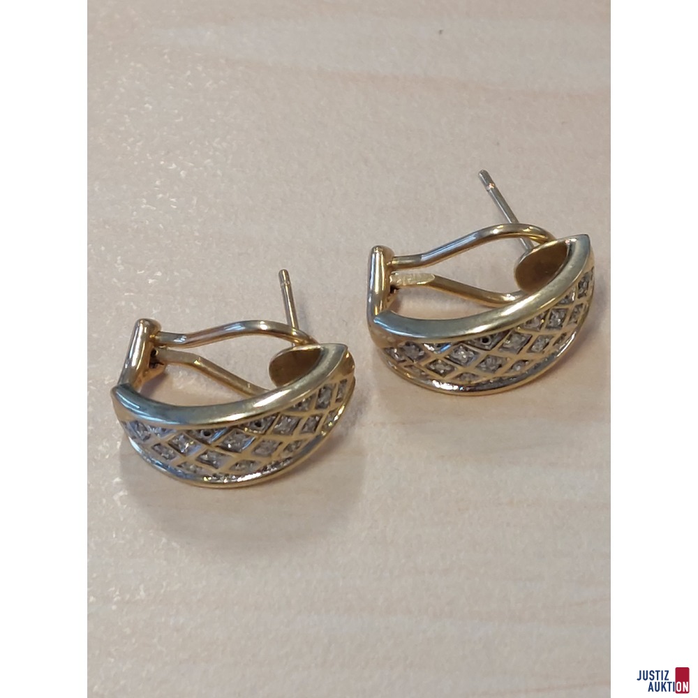 Damenohrclips mit Stecker 585 Gelbgold