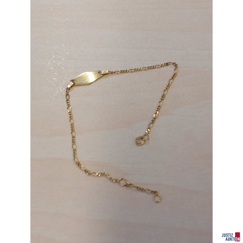Kinder Schildarmband Gelbgold 585 punziert