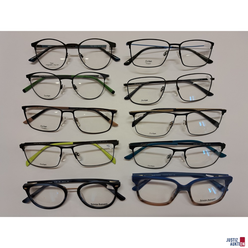 10 diverse Brillenfassungen alle NEU versch. Modelle Bruno Banini - Vistan Germany - Flextan - Titan