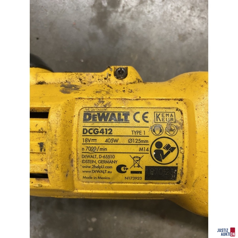 Dewalt DCG412 - Bezeichnung