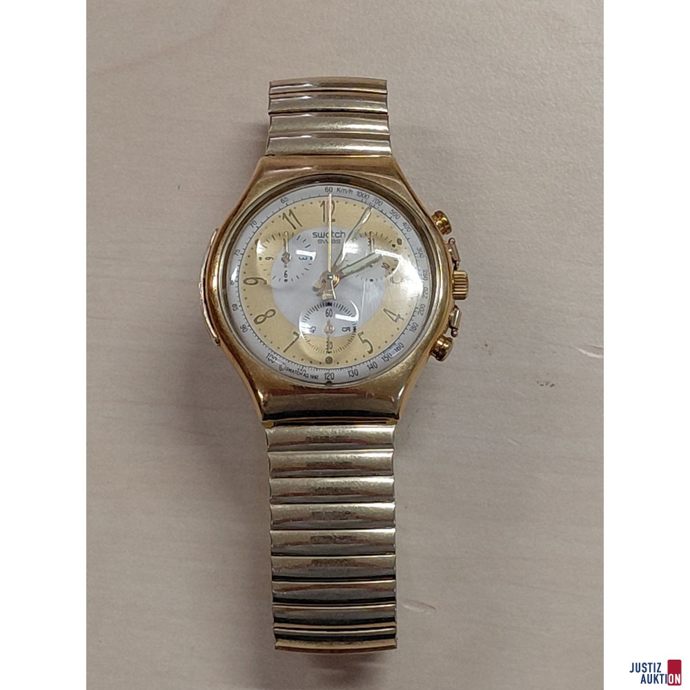 Herrenarmbanduhr der Marke Swatch Chrono - mit 18 Karat Goldhaube 4&comma;7 g