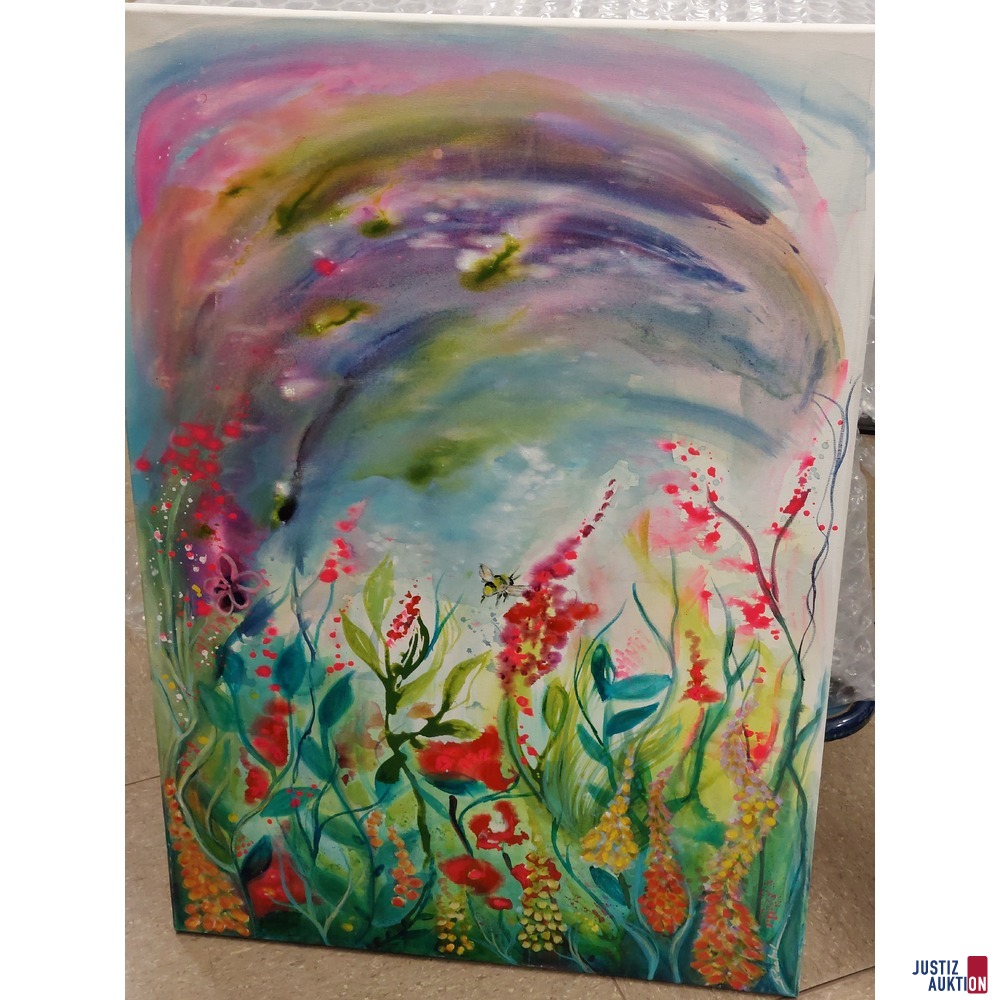 Rachel Mohawege, „Fleurs de champ“ Acryl, Öl auf Lwd. 