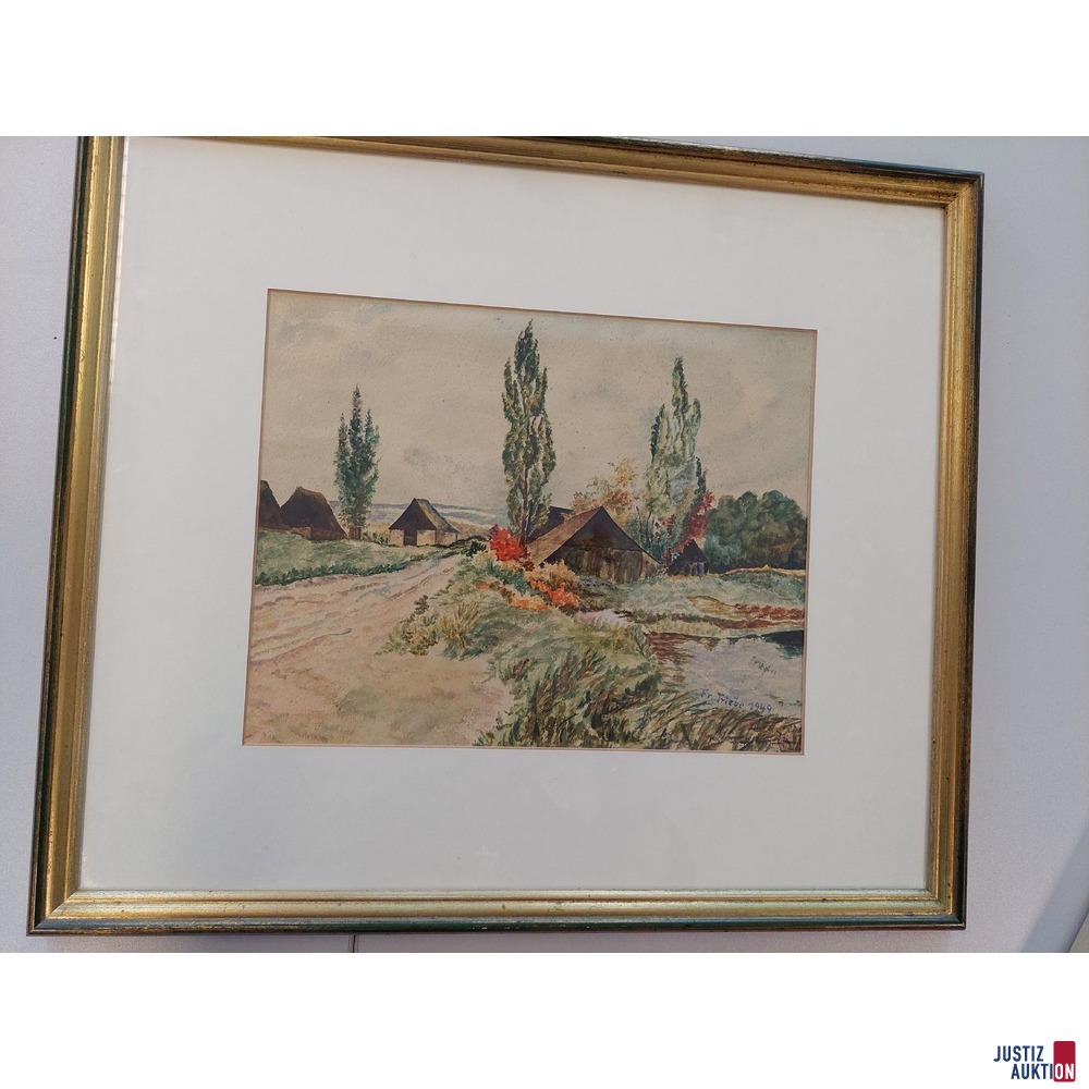 Bild von Fr&period; Triebe - Pannonische Landschaft mit H&auml;usern