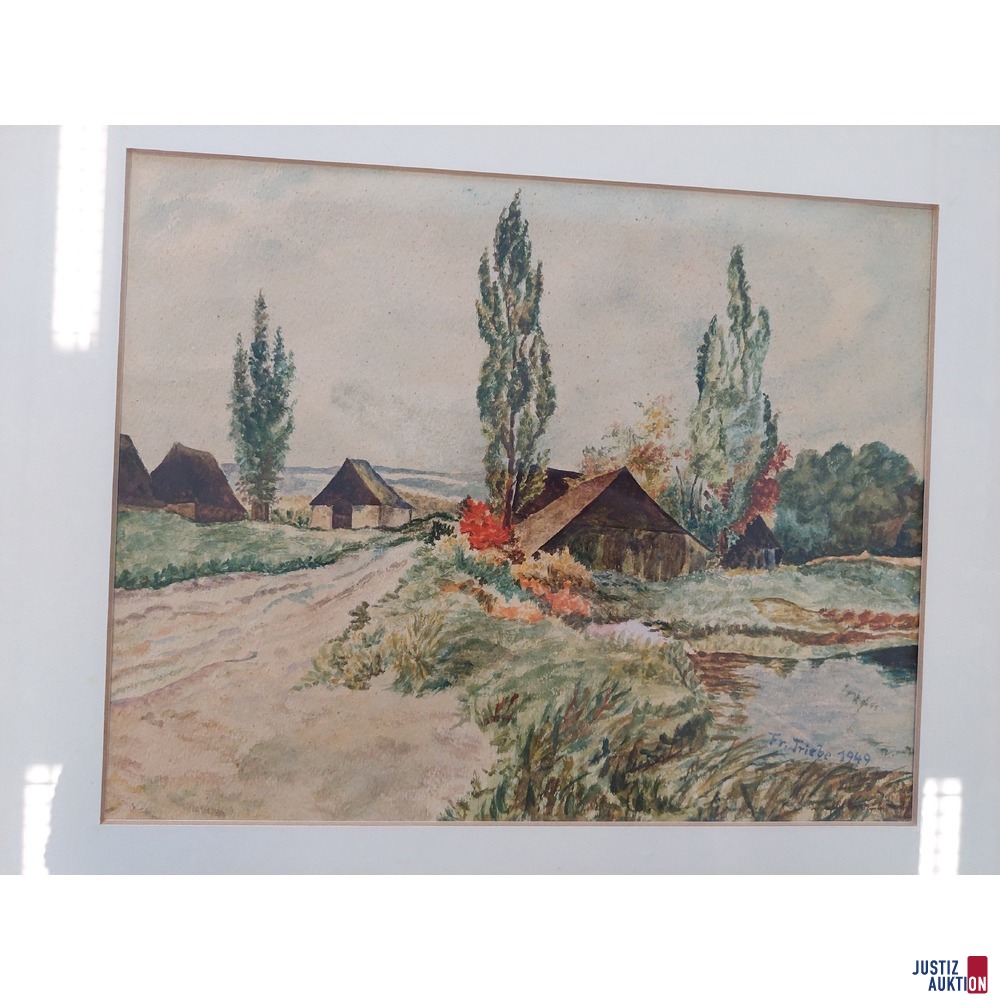 Bild von Fr&period; Triebe - Pannonische Landschaft mit H&auml;usern