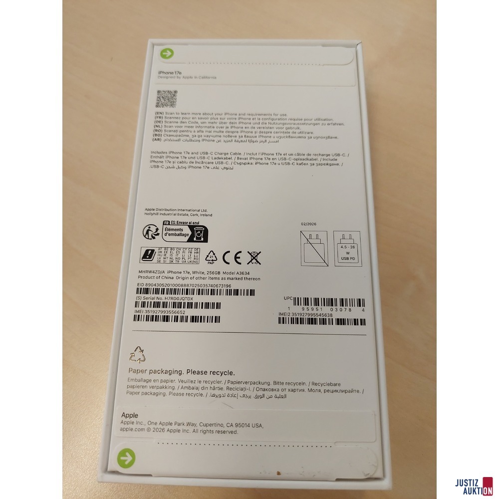 Handy der Marke Apple iPhone 17e White 256 GB