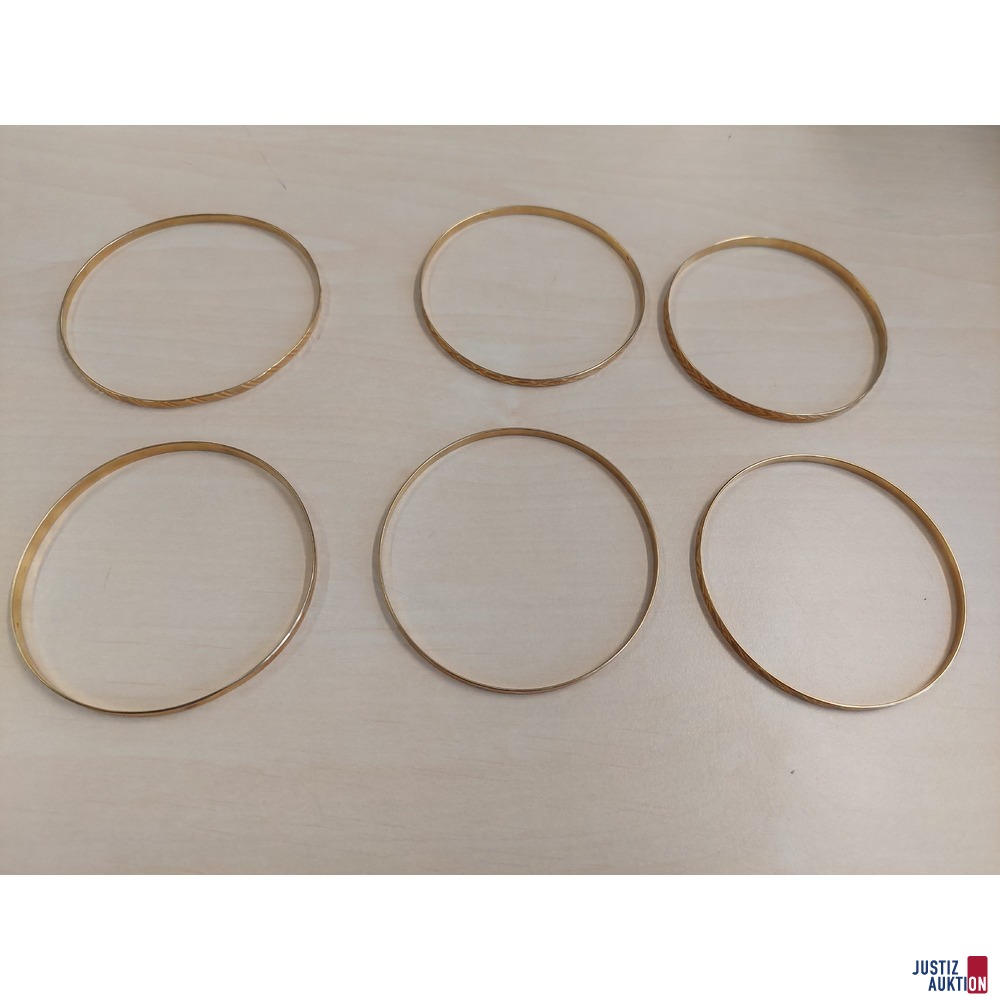 6 Armreifen 585 ‰ Gelbgold punziert