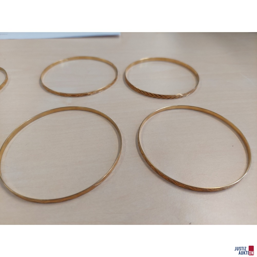 6 Armreifen 585 ‰ Gelbgold punziert