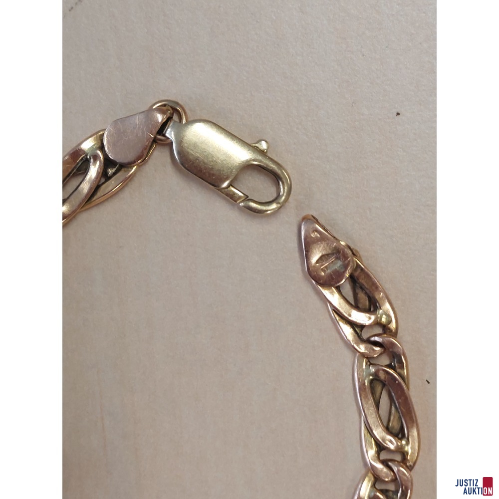 Armband hohl mit Tragespuren Rosegold 585 &permil; punziert&comma; 8&comma;9 g&comma; 20 cm