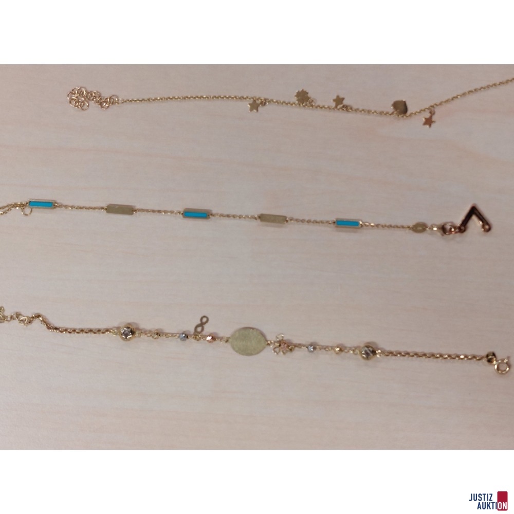 5 Motivarmbänder 19 cm Länge 585 ‰ punziert