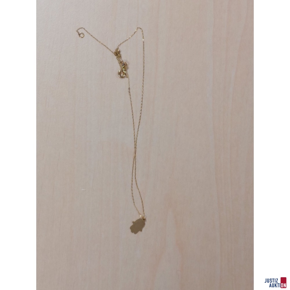 Halskette mit Anhänger Hand 585 ‰ punziert 0,9 g