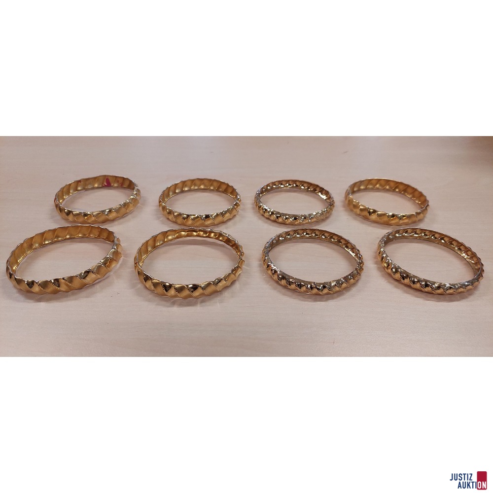8 Stück Armreifen Goldfarben Modeschmuck Durchmesser 70 mm