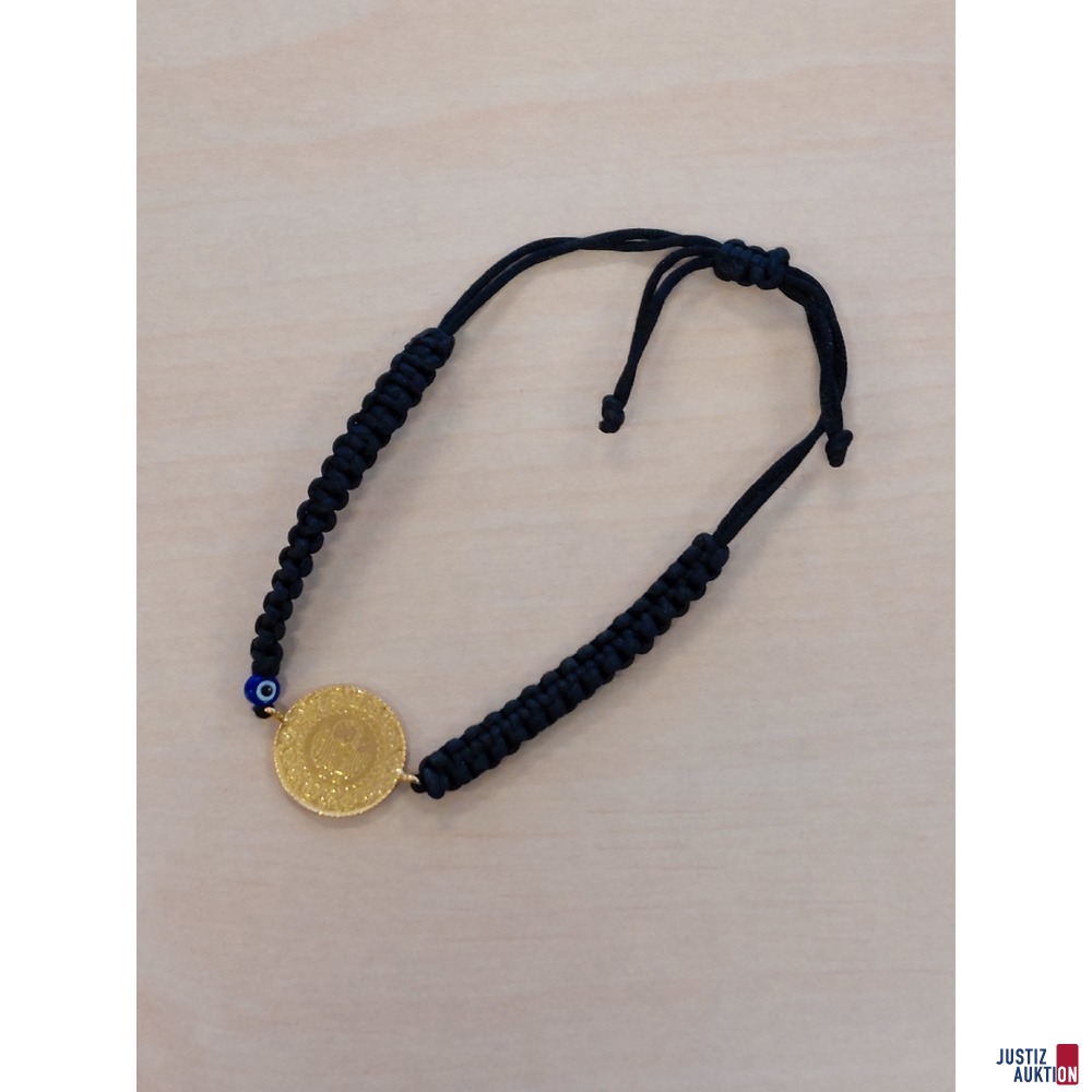 Armband Stoff mit t&uuml;rkischem 25 Piaster&sol;Kurush 1&comma;8 g