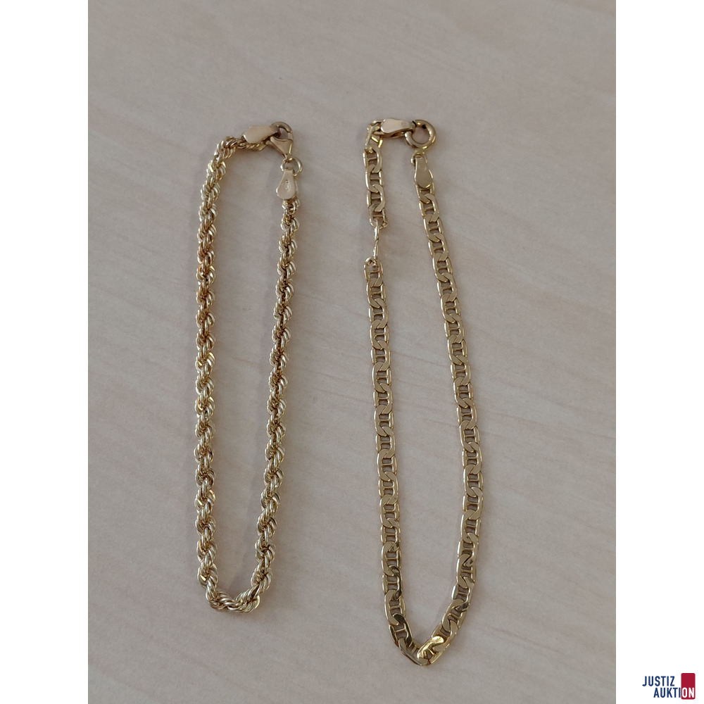 1 Stegankerarmkette 585 &permil; Gelbgold punziert u&period;a&period;