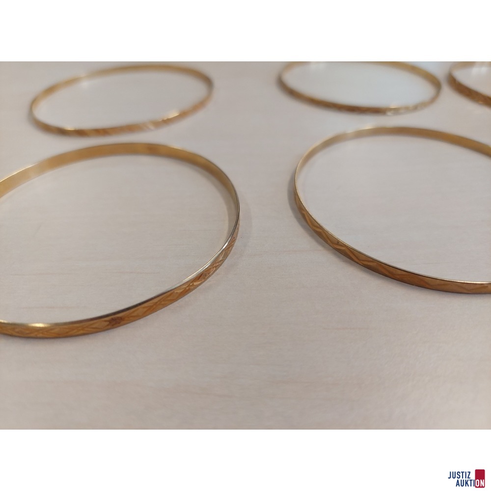 6 Armreifen 585 ‰ Gelbgold punziert