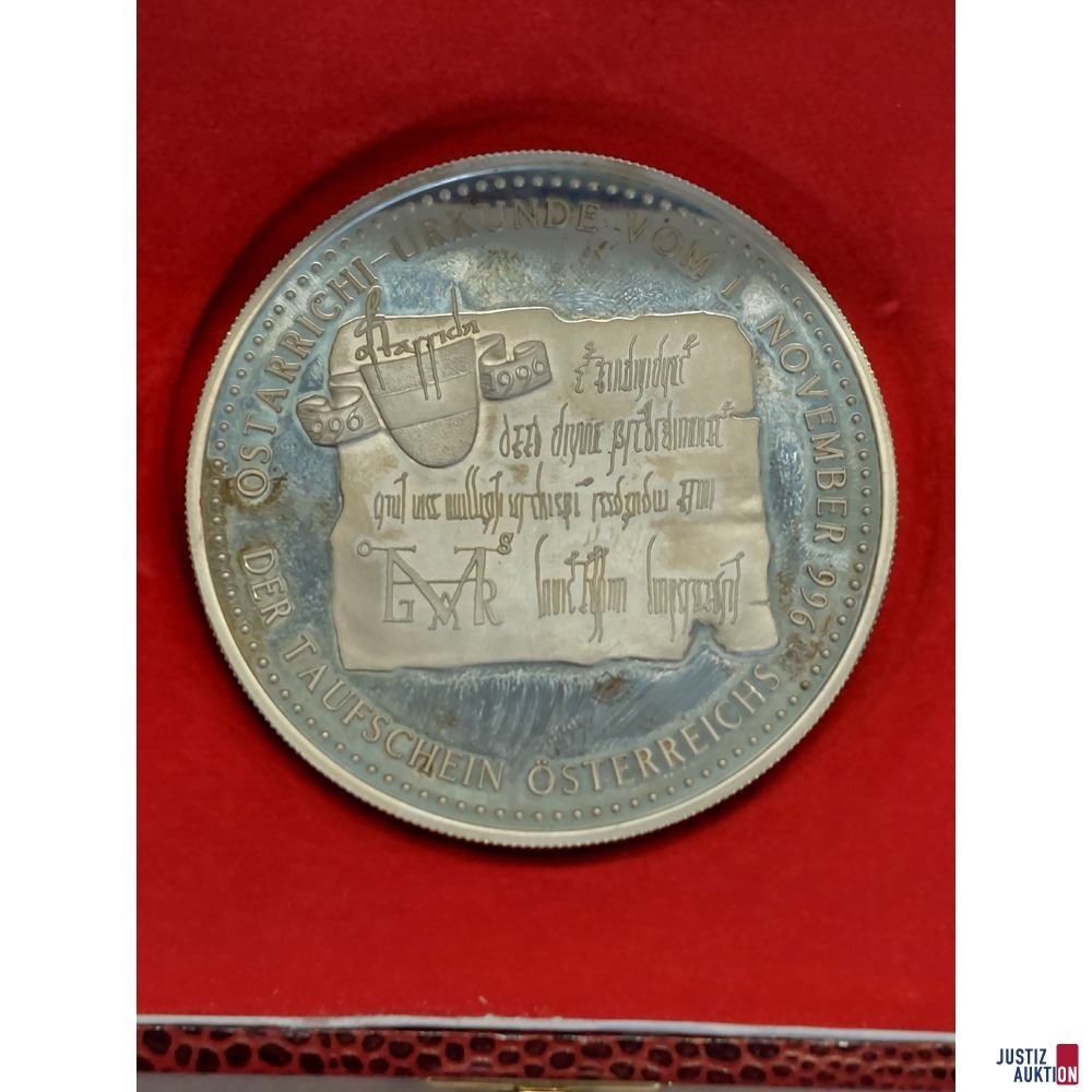 Silbermedaille Ostarrichi 1000 Jahre &Ouml;sterreich 925 Silber 156&comma;22 g