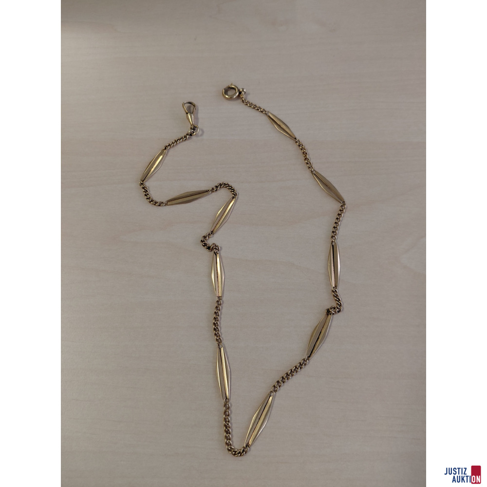 Taschenuhrkette 585 &permil; Gelbgold amtspunziert