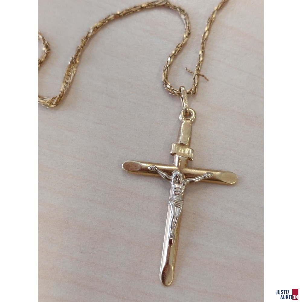 Herrenhalskette mit Kruzifix 585 &permil; amtspunziert 5&comma;6 g L&auml;nge 50 cm