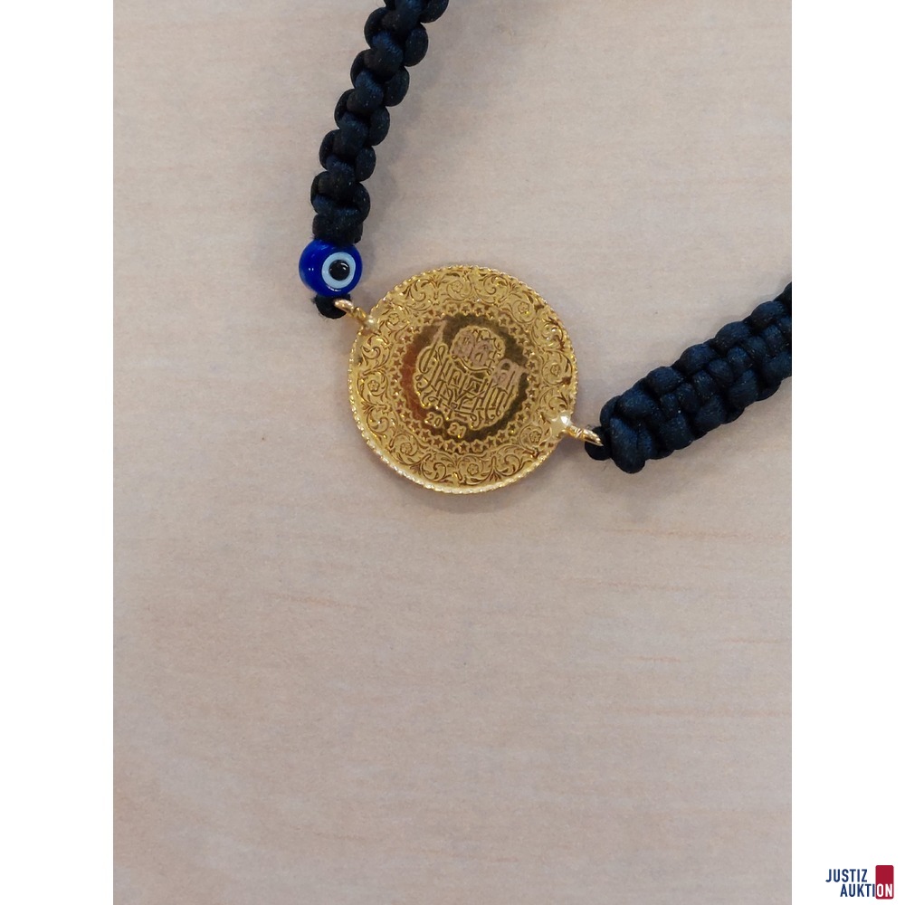 Armband Stoff mit t&uuml;rkischem 25 Piaster&sol;Kurush 1&comma;8 g