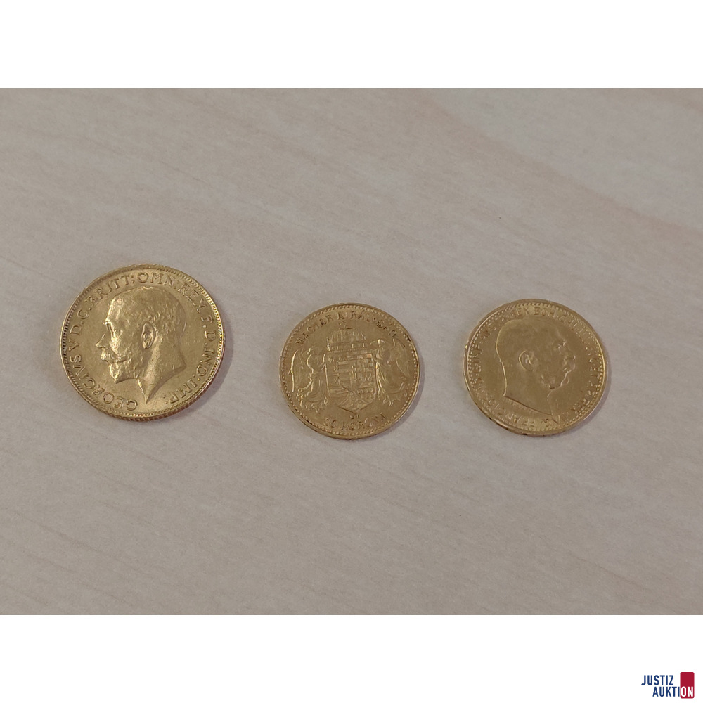 3 St&uuml;ck Goldm&uuml;nzen&colon; 1 Sovereign 1912 George u&period;a&period;