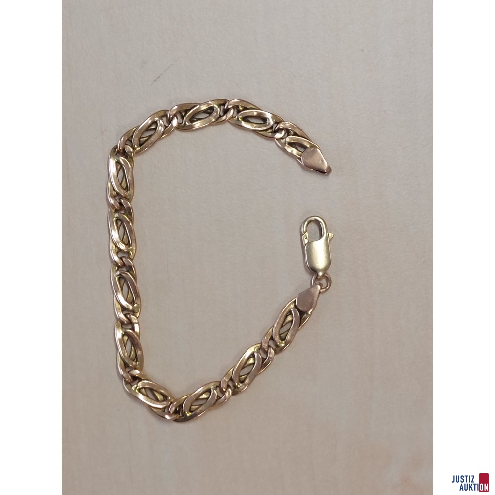 Armband hohl mit Tragespuren Rosegold 585 &permil; punziert&comma; 8&comma;9 g&comma; 20 cm