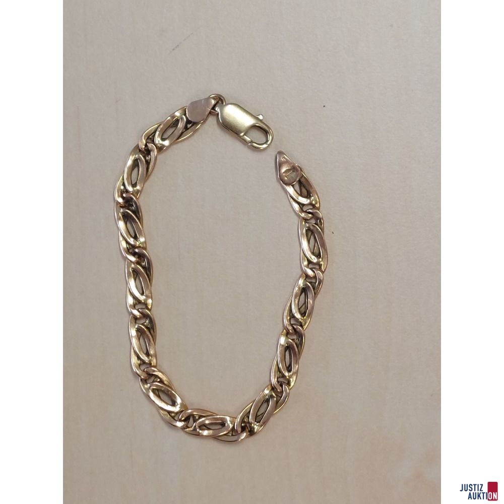 Armband hohl mit Tragespuren Rosegold 585 &permil; punziert&comma; 8&comma;9 g&comma; 20 cm