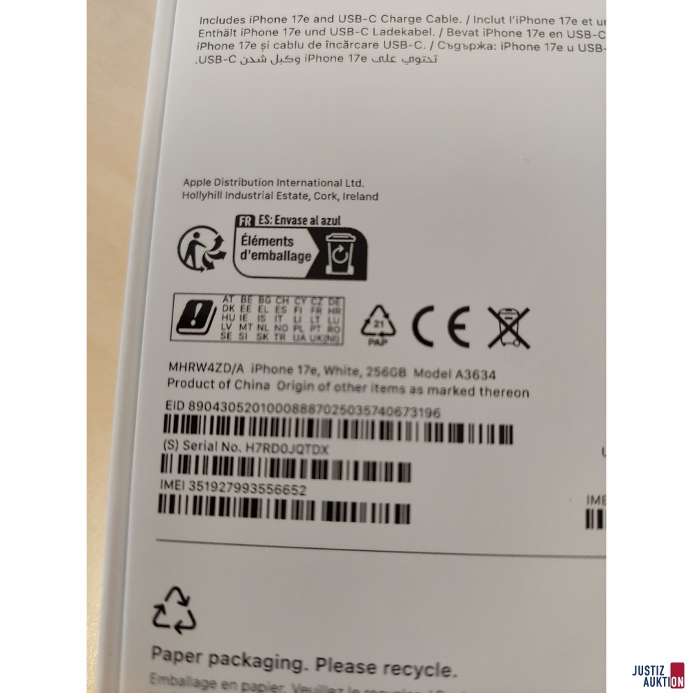 Handy der Marke Apple iPhone 17e White 256 GB