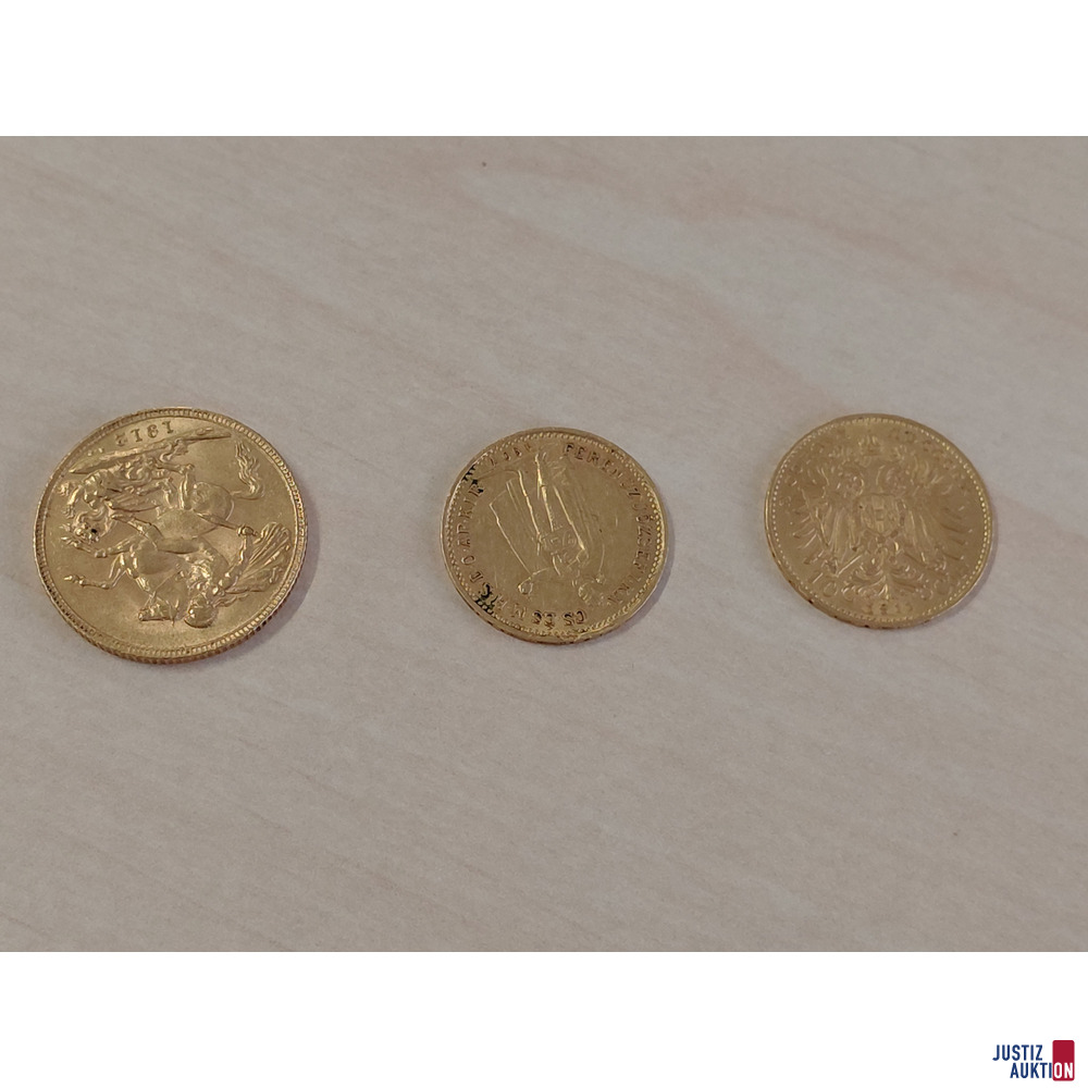 3 St&uuml;ck Goldm&uuml;nzen&colon; 1 Sovereign 1912 George u&period;a&period;