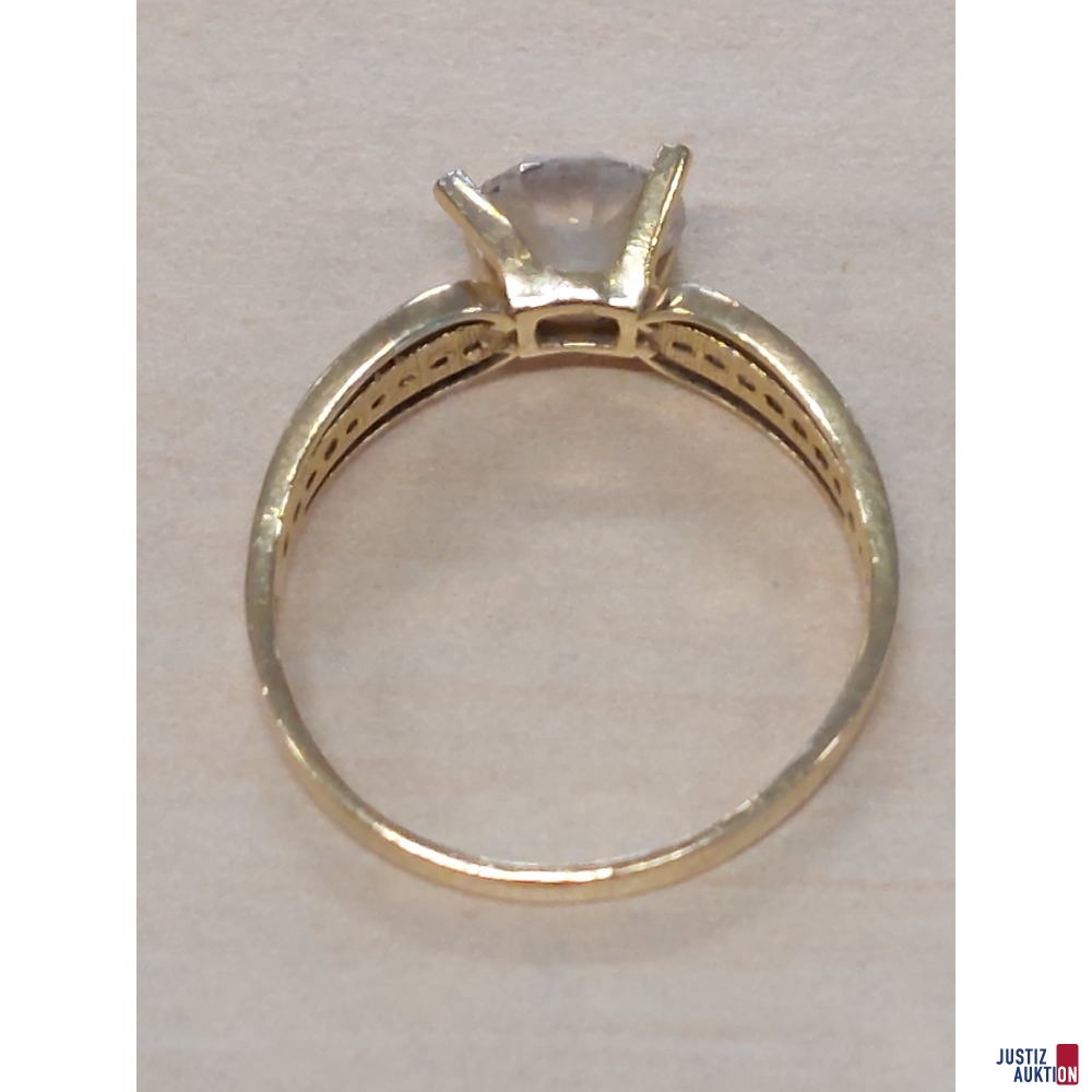 Damenring Wei&szlig;goldoptik mit wei&szlig;en Schmuckstein 585 &permil; punziert&comma; 2&comma;1 g&comma; Gr&ouml;&szlig;e 56