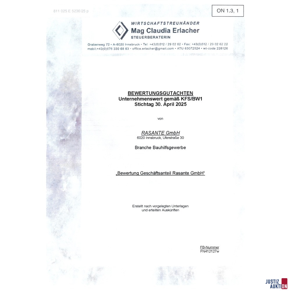 Gesch&auml;ftsanteil - 33&comma;33&percnt;-igen Anteil - Rasante GmbH
