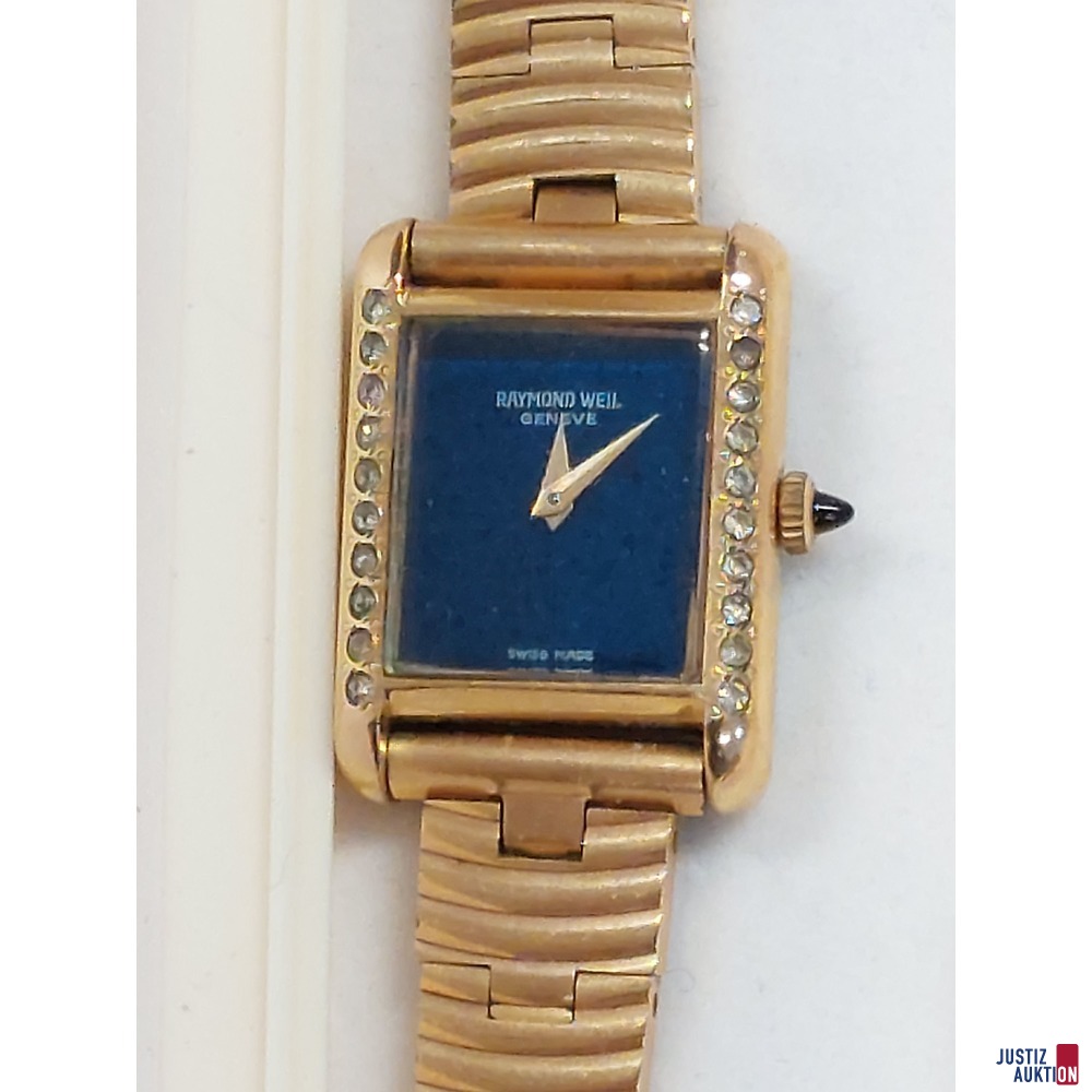 Vintage Damenarmbanduhr der Marke Raymond Weil mit Schmucksteinen vergoldet