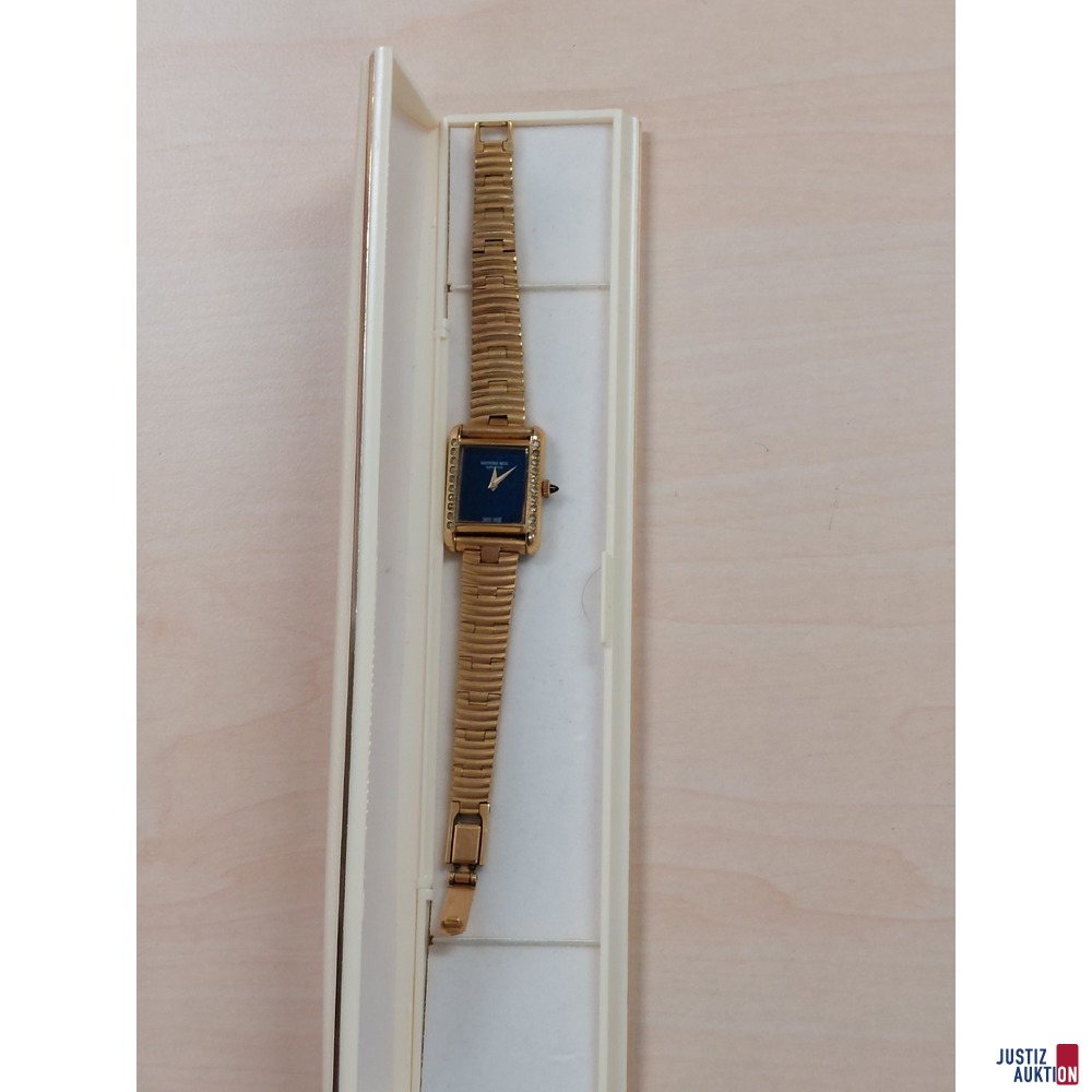 Vintage Damenarmbanduhr der Marke Raymond Weil mit Schmucksteinen vergoldet